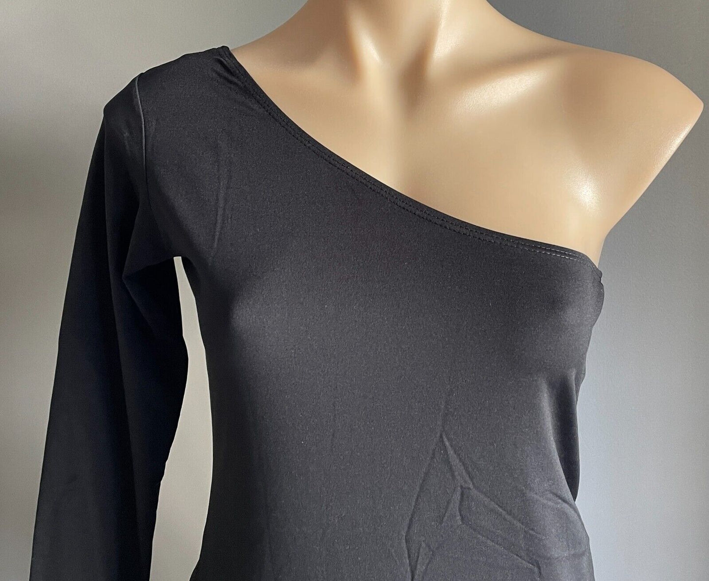 EQUIPMENT Black One Shoulder Long Sleeve Stretch Top Size M 10 12