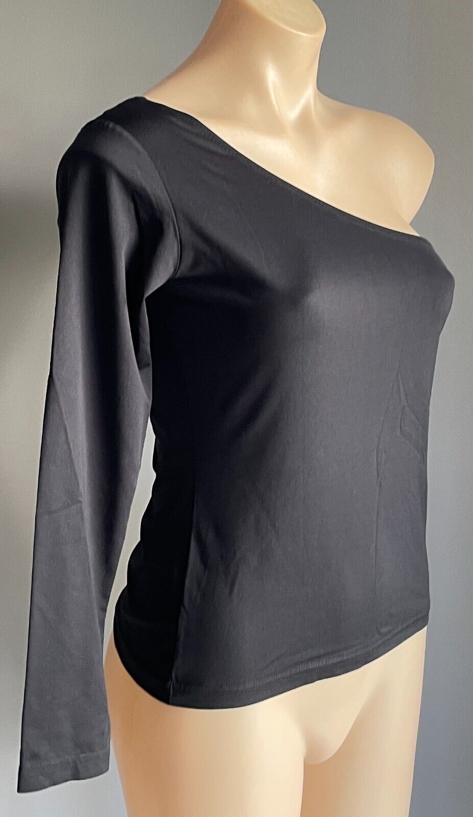 EQUIPMENT Black One Shoulder Long Sleeve Stretch Top Size M 10 12