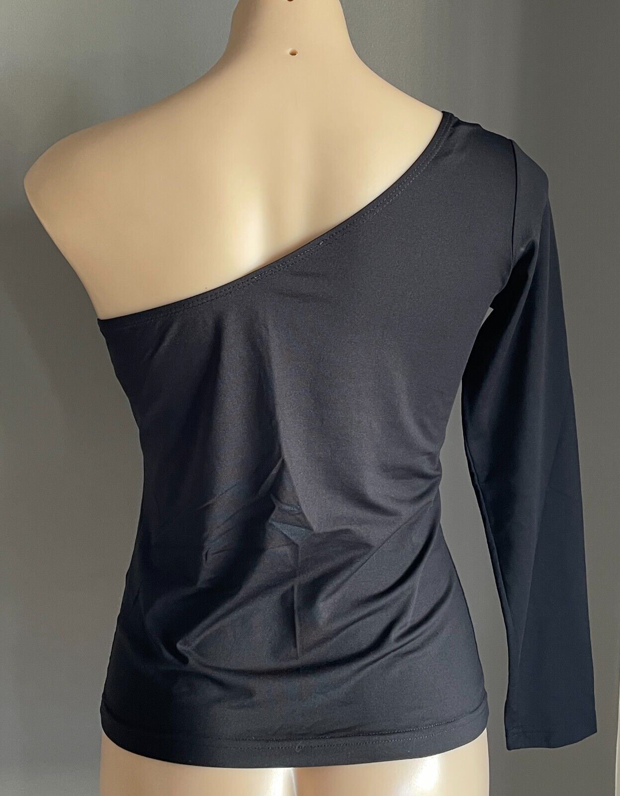EQUIPMENT Black One Shoulder Long Sleeve Stretch Top Size M 10 12
