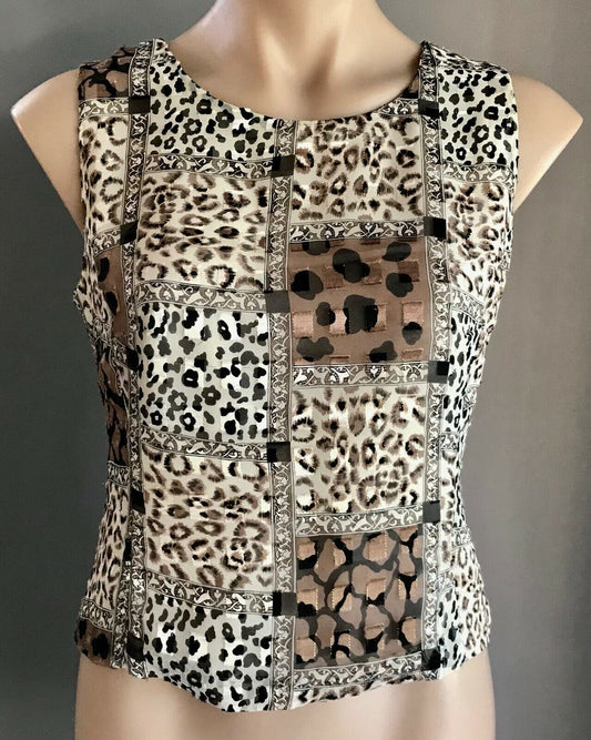 SELECTIVE DESIGNS Shell Top Colourful Print Sleeveless  Ladies Size 12 Vintage