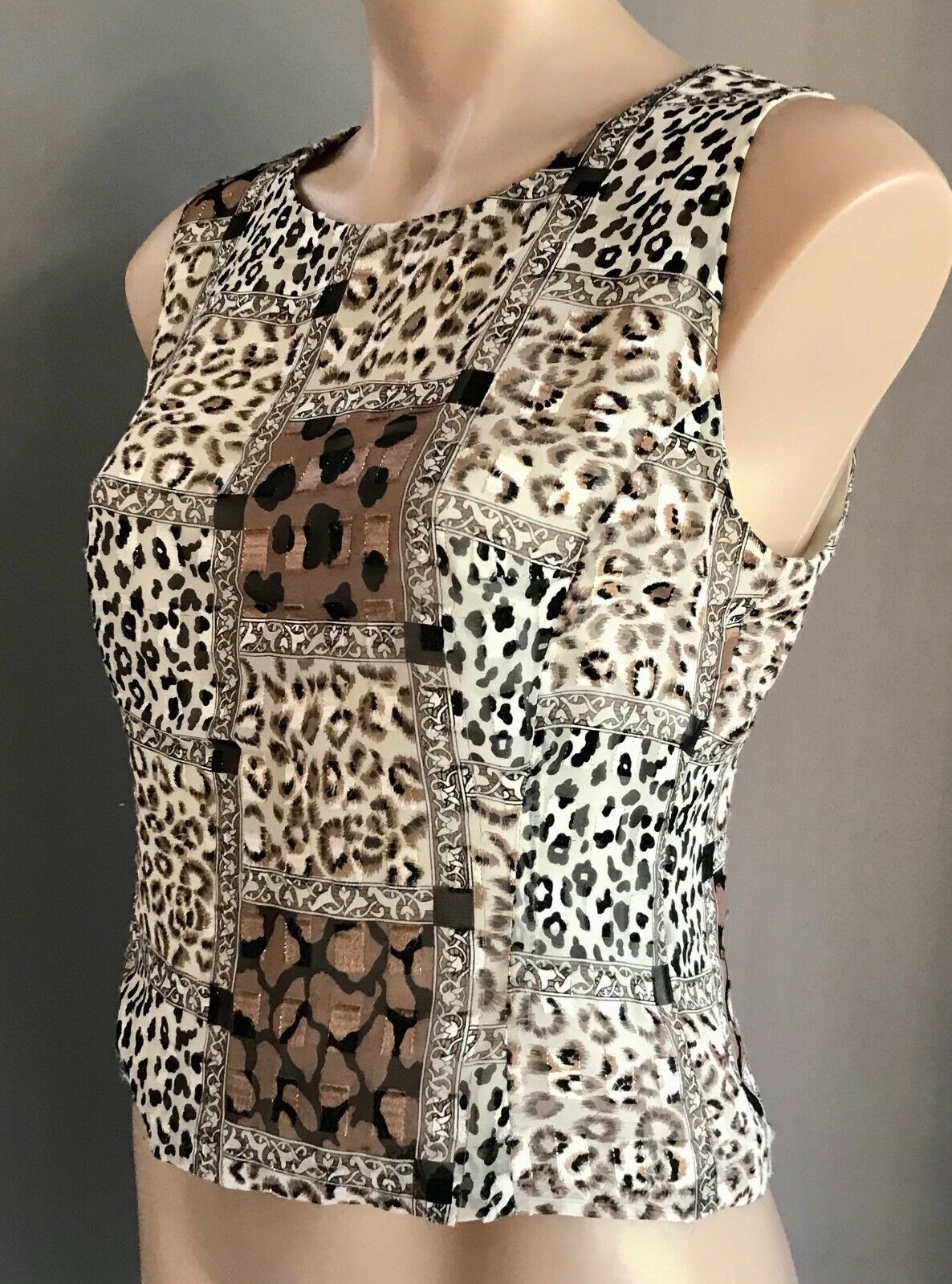 SELECTIVE DESIGNS Shell Top Colourful Print Sleeveless  Ladies Size 12 Vintage