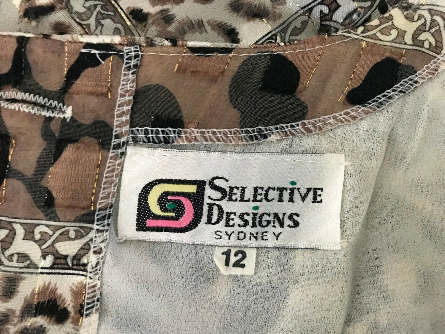 SELECTIVE DESIGNS Shell Top Colourful Print Sleeveless  Ladies Size 12 Vintage