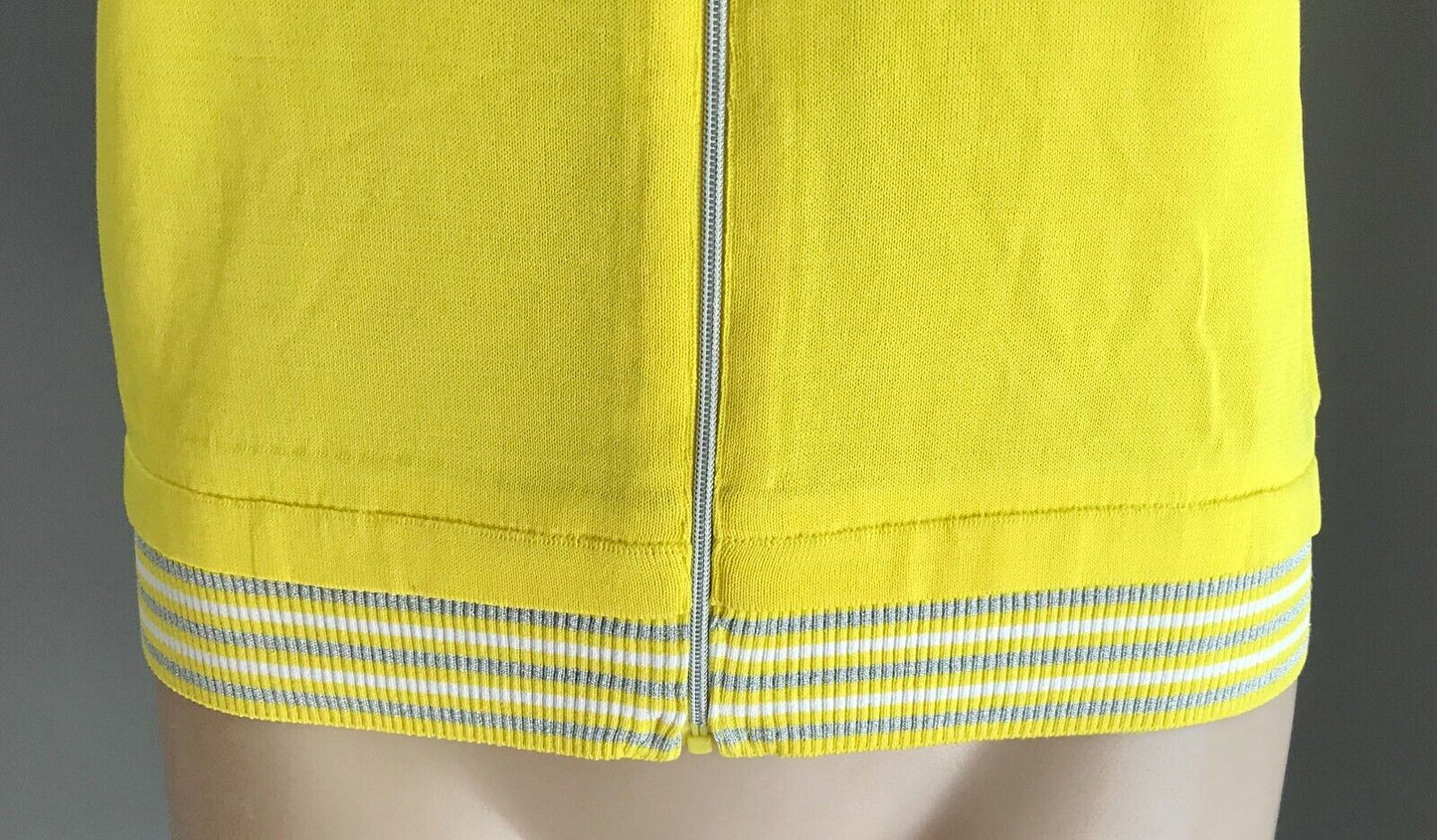 IMPERIAL HYBRID CASUAL SPORTS Knit Top Yellow & Net Sleeveless Zip Size 95 AU 12