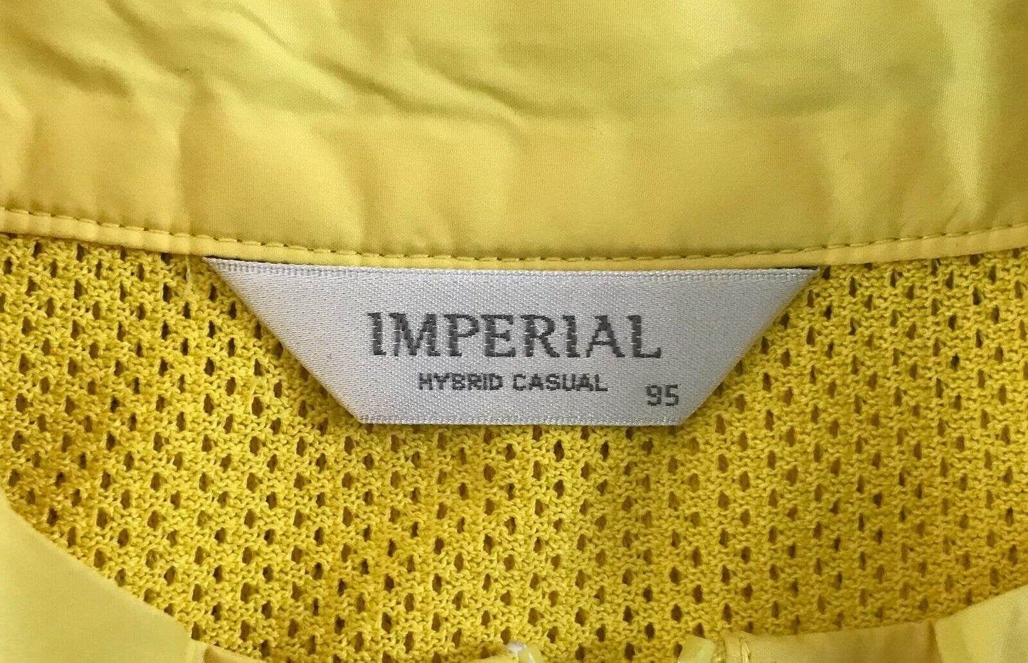 IMPERIAL HYBRID CASUAL SPORTS Knit Top Yellow & Net Sleeveless Zip Size 95 AU 12