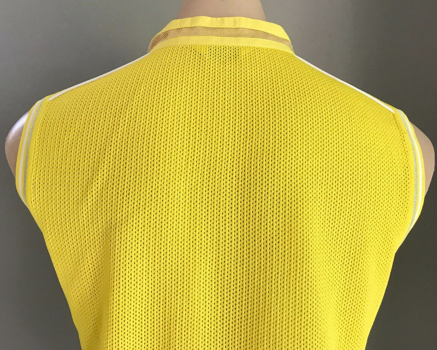 IMPERIAL HYBRID CASUAL SPORTS Knit Top Yellow & Net Sleeveless Zip Size 95 AU 12