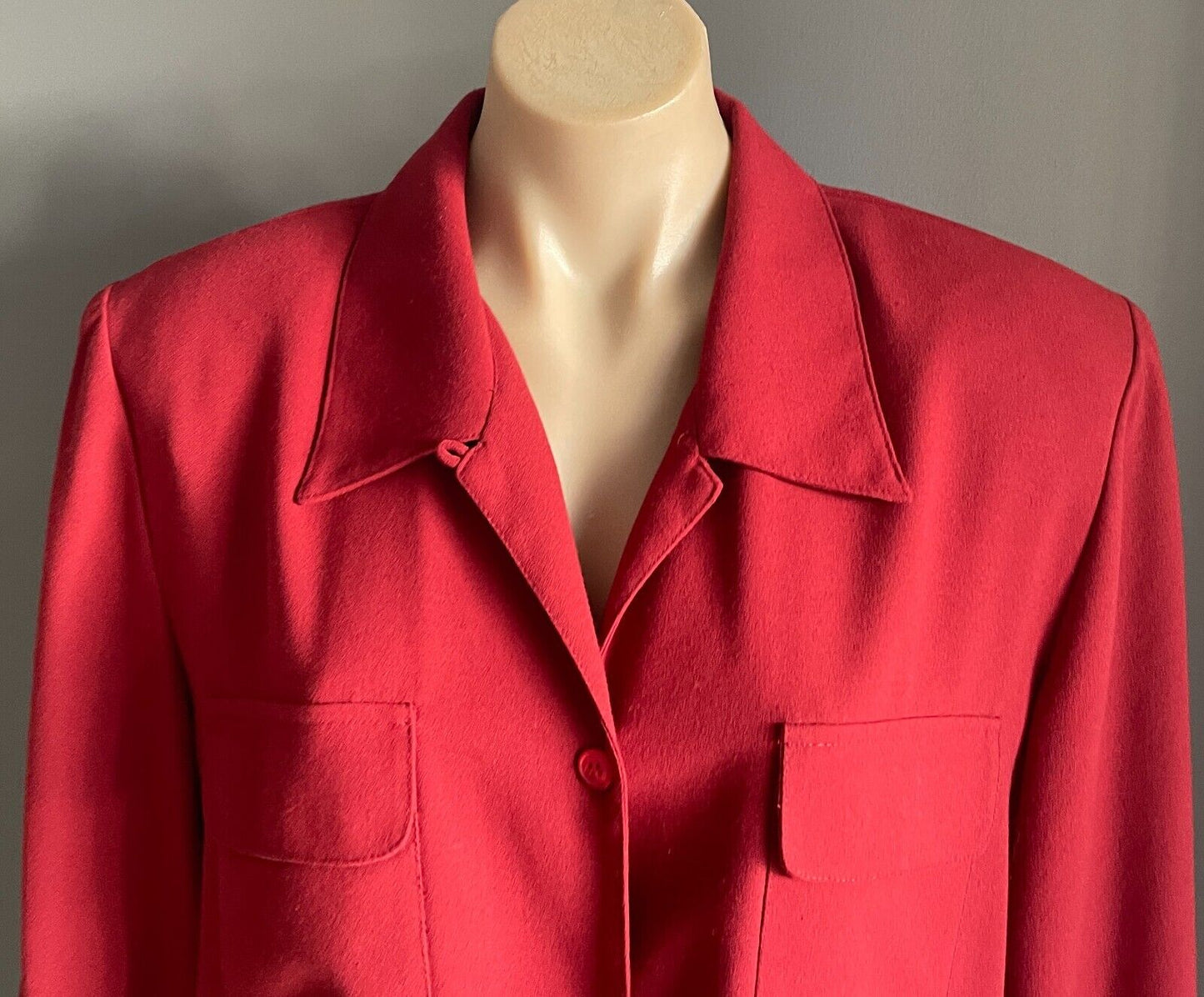 LEESA Over Shirt Rust Orange Button Front Long Sleeve Shacket Crepe Size 16 90s