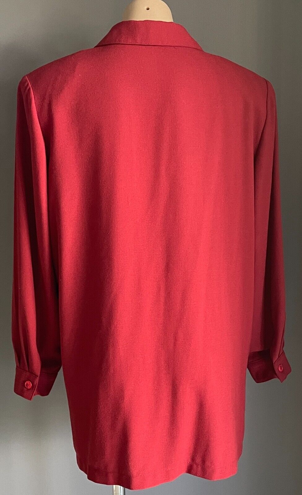 LEESA Over Shirt Rust Orange Button Front Long Sleeve Shacket Crepe Size 16 90s