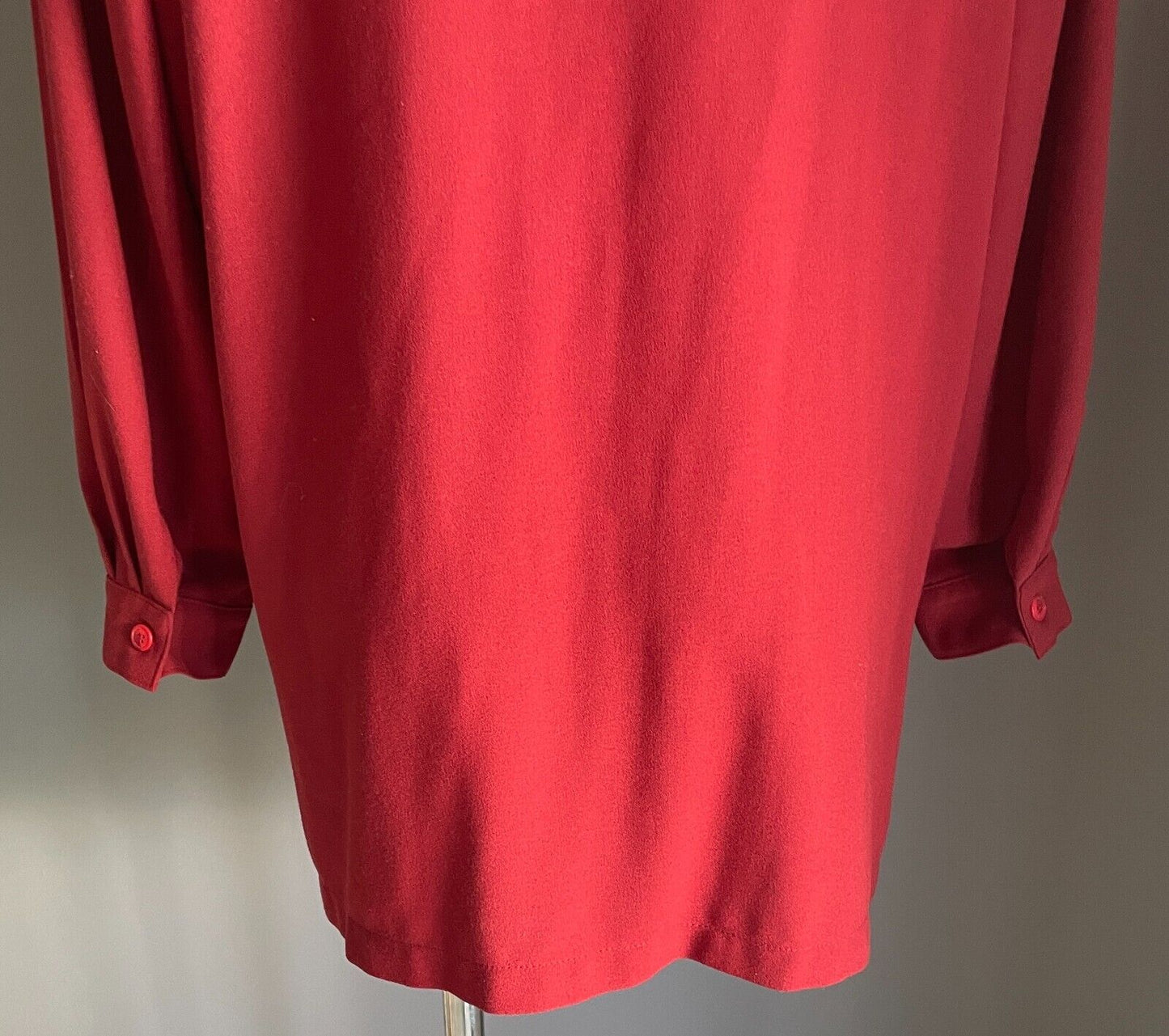 LEESA Over Shirt Rust Orange Button Front Long Sleeve Shacket Crepe Size 16 90s