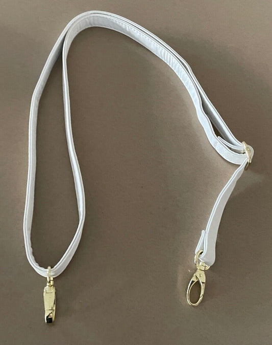 Replacement Shoulder Strap White Adjustable Handbag  w Gold Hardware 2cm Wide