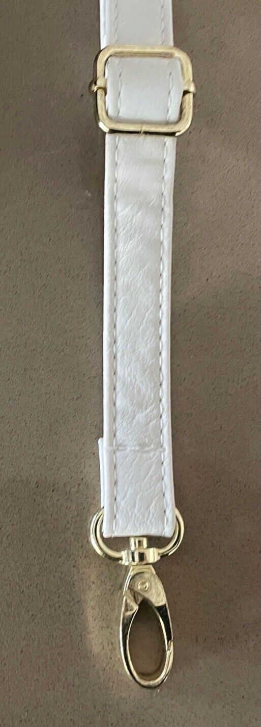 Replacement Shoulder Strap White Adjustable Handbag  w Gold Hardware 2cm Wide