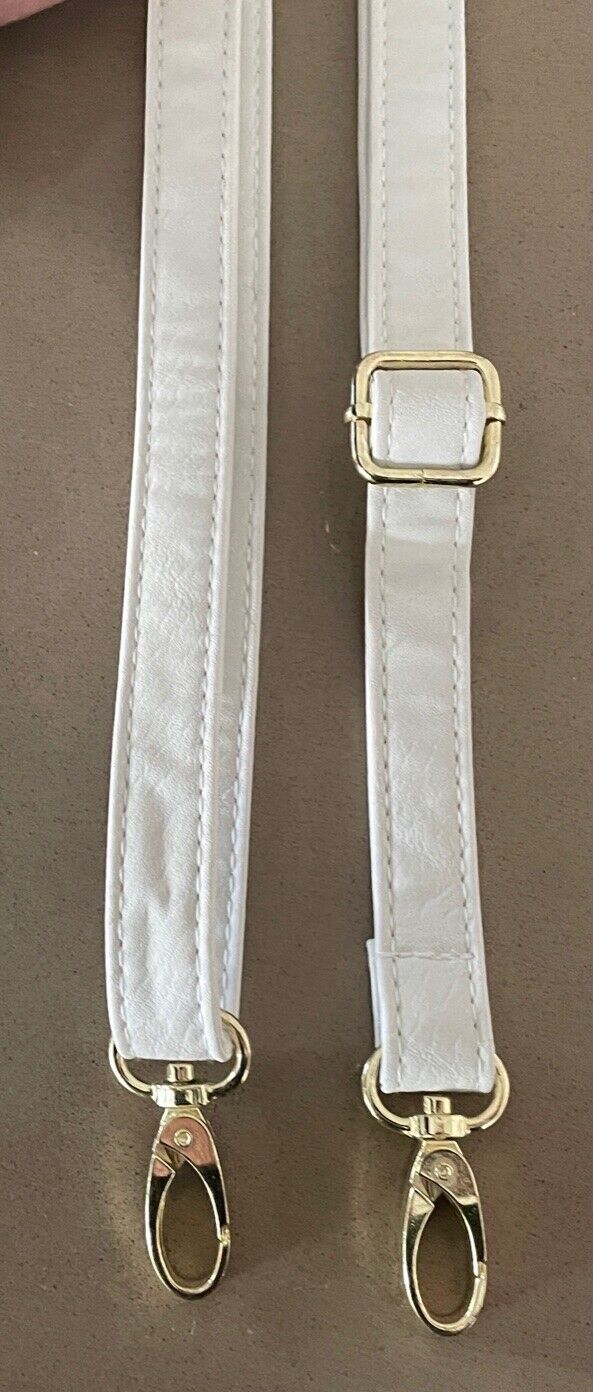 Replacement Shoulder Strap White Adjustable Handbag  w Gold Hardware 2cm Wide