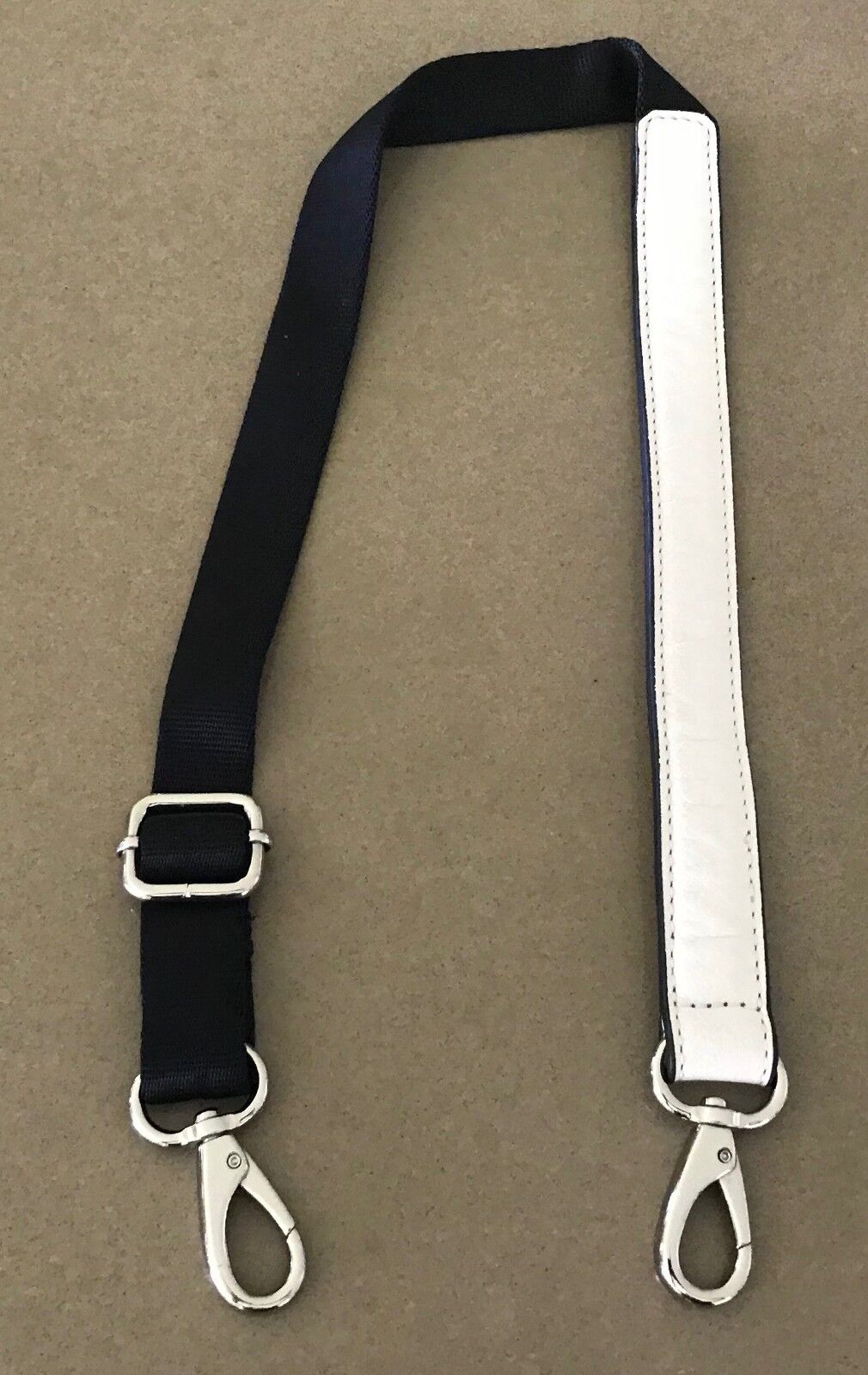 Replacement Bag Strap Off White Short  Handbag PU Black Fabric Silver H/Ware NEW
