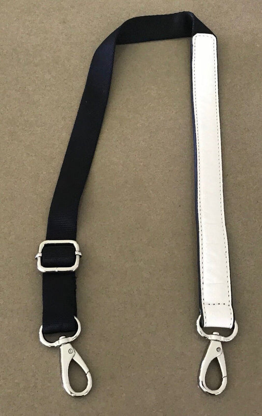 Replacement Bag Strap Off White Short  Handbag PU Black Fabric Silver H/Ware NEW