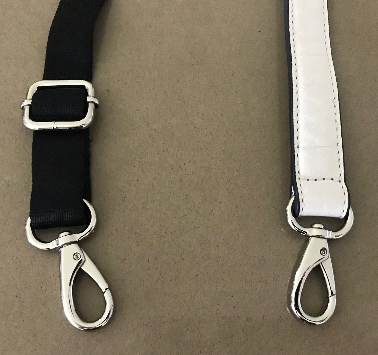 Replacement Bag Strap Off White Short  Handbag PU Black Fabric Silver H/Ware NEW