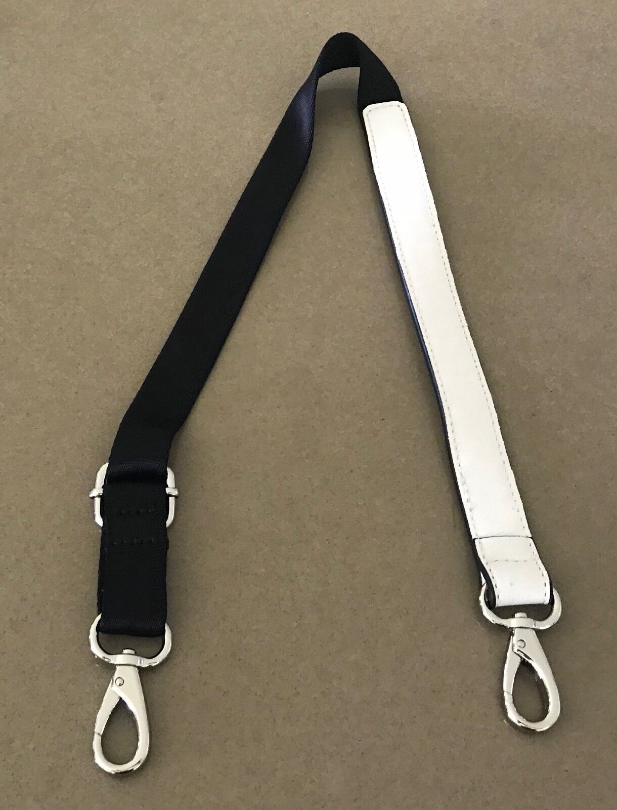 Replacement Bag Strap Off White Short  Handbag PU Black Fabric Silver H/Ware NEW