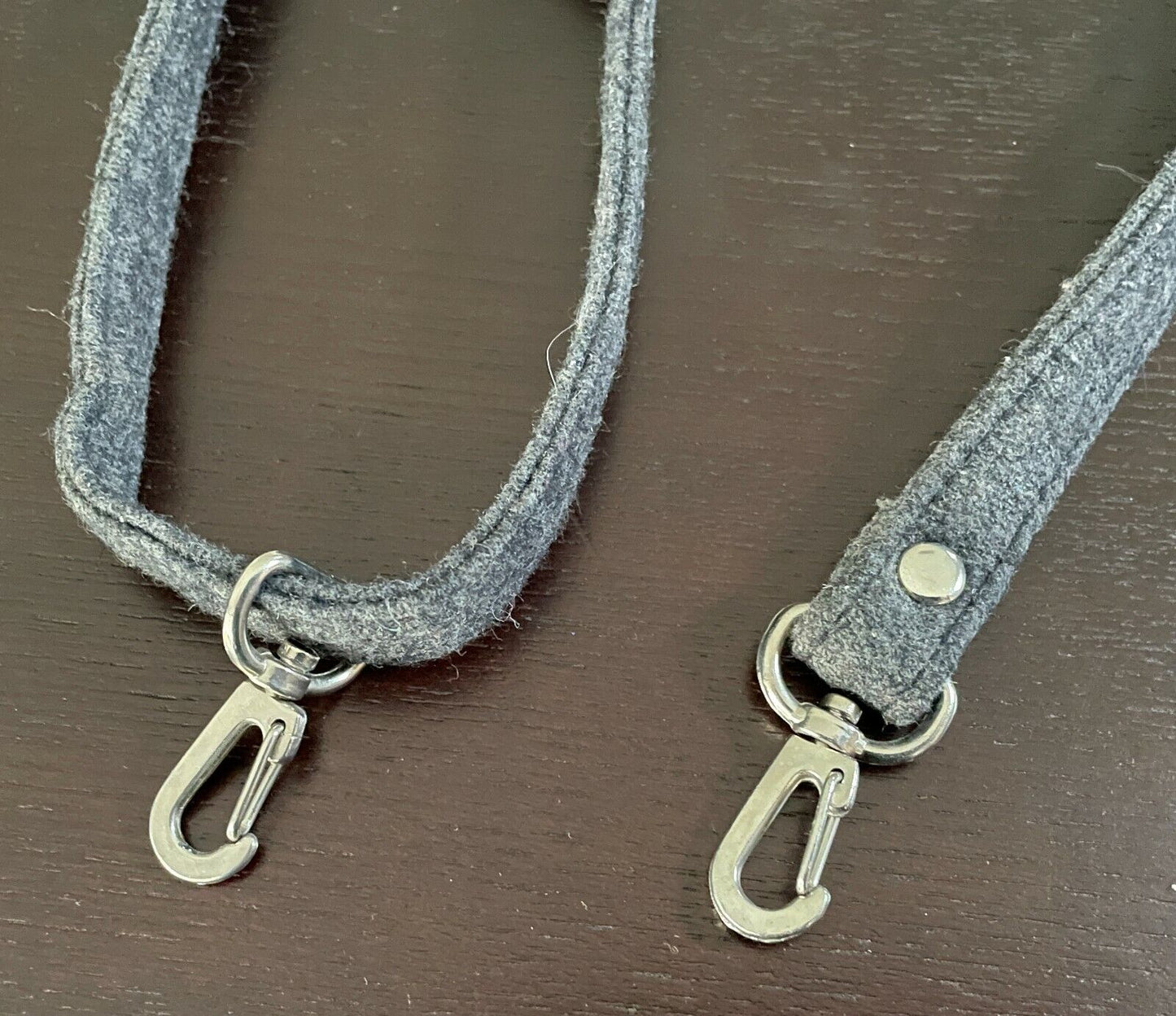 Replacement Shoulder Strap  Grey Wool Felt 2cm Bag Adjustable Silver H/Ware NEW