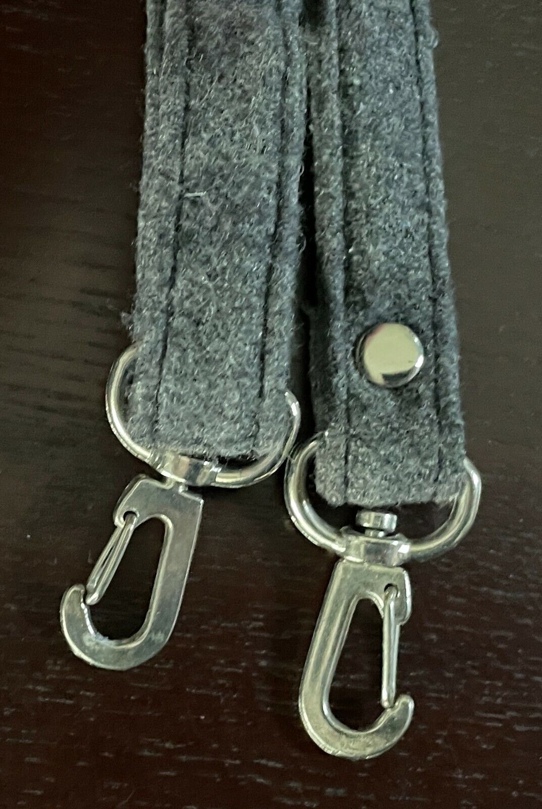 Replacement Shoulder Strap  Grey Wool Felt 2cm Bag Adjustable Silver H/Ware NEW