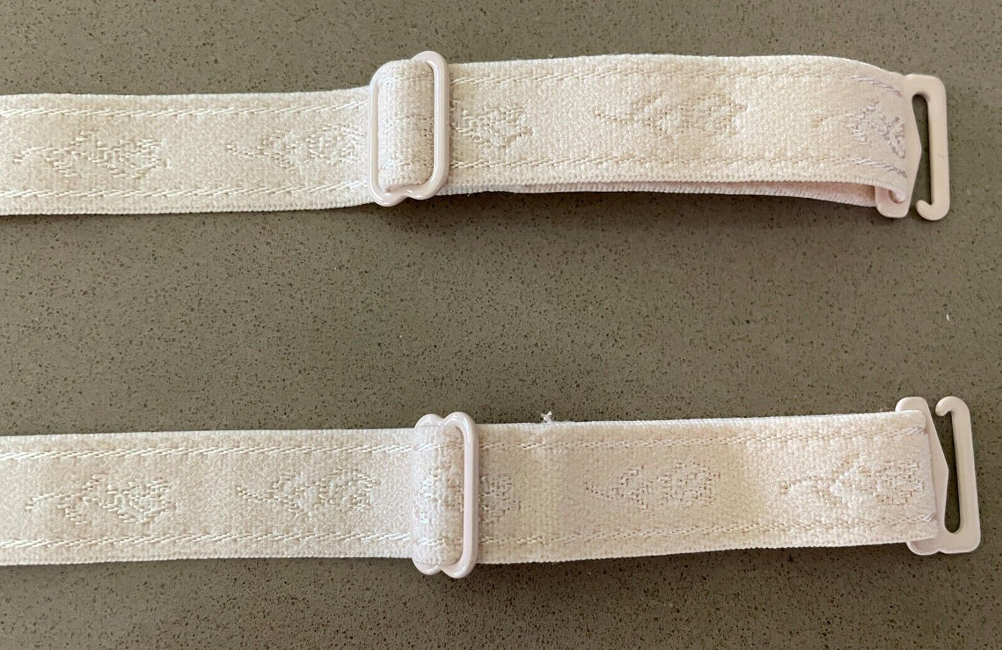 Pair Adjustable Replacement Bra Straps Cream Jacquard Floral Print STRAPS ONLY