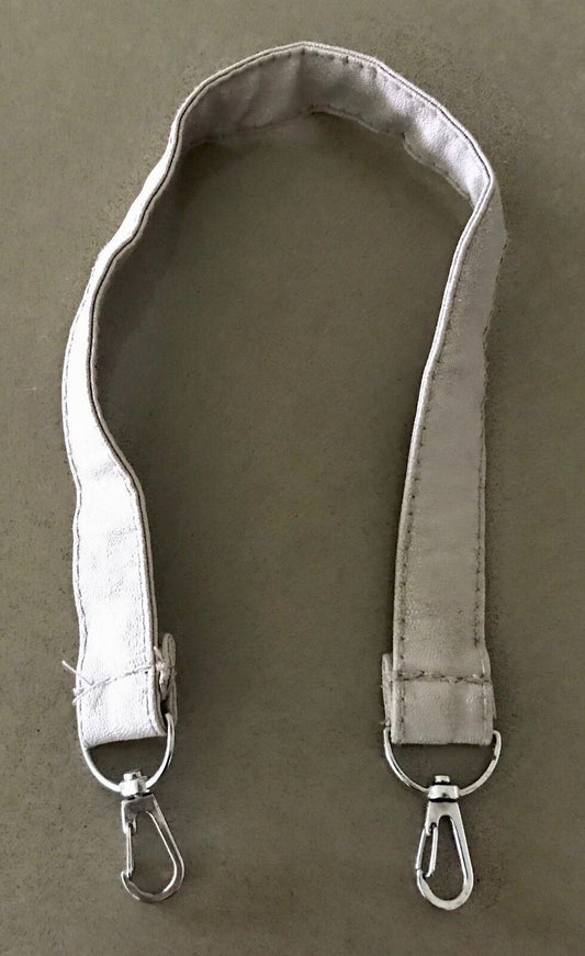 Replacement Handbag Strap Beige Leather w Silver Hardware 50cm L - 2.5cm W