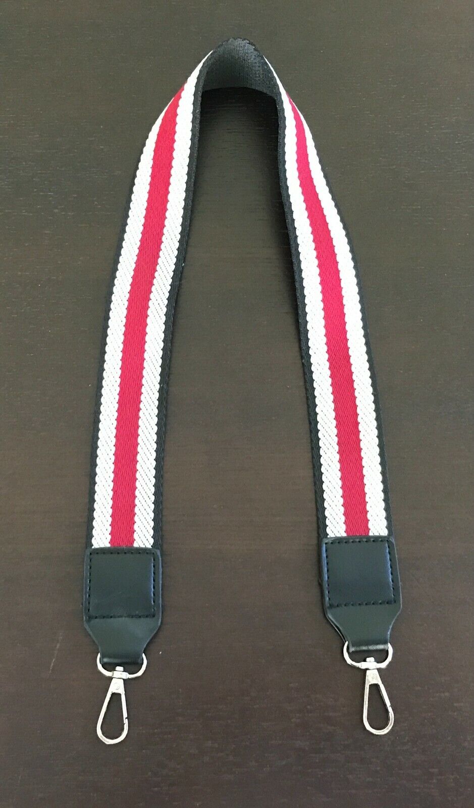 Replacement Shoulder Strap Black Red White Stripe Canvas Handbag Short Strap