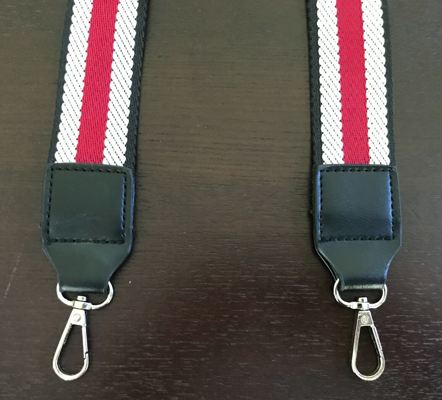 Replacement Shoulder Strap Black Red White Stripe Canvas Handbag Short Strap