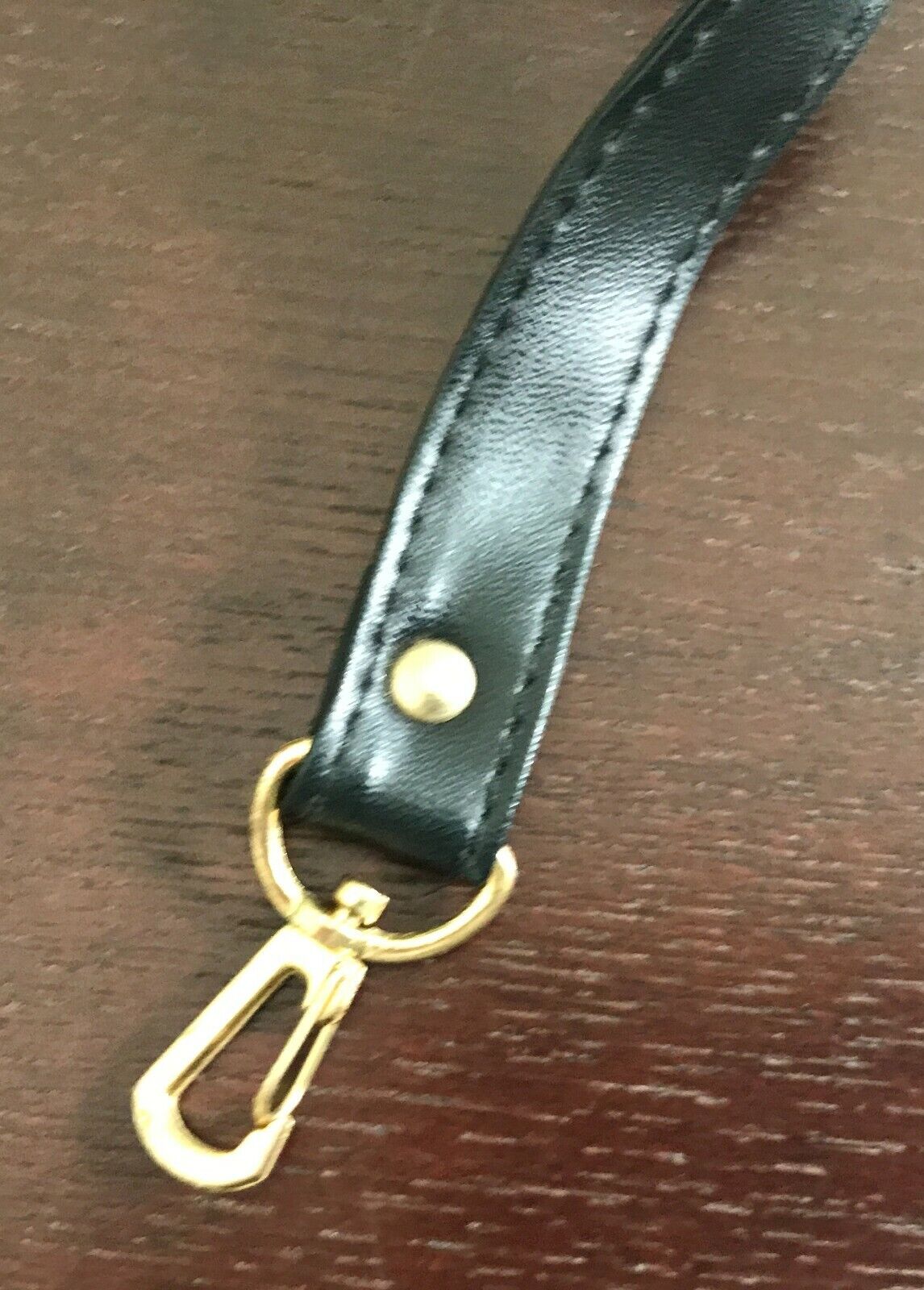 Replacement Shoulder Strap Black Handbag Pleather Fixed Strap Gold Hardware NEW