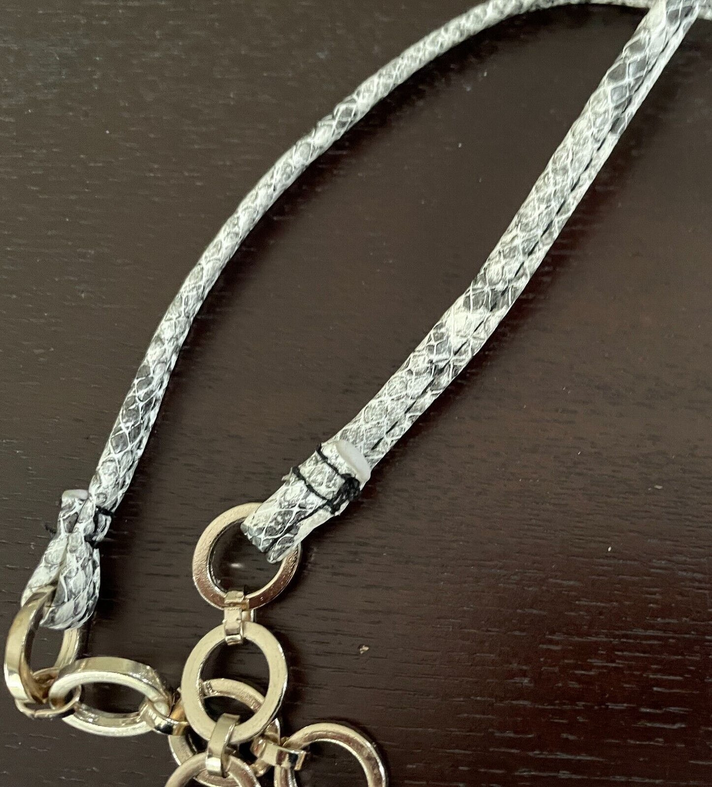 Replacement Shoulder Strap Chain Link Trim Black White Snake Print Pleather NEW