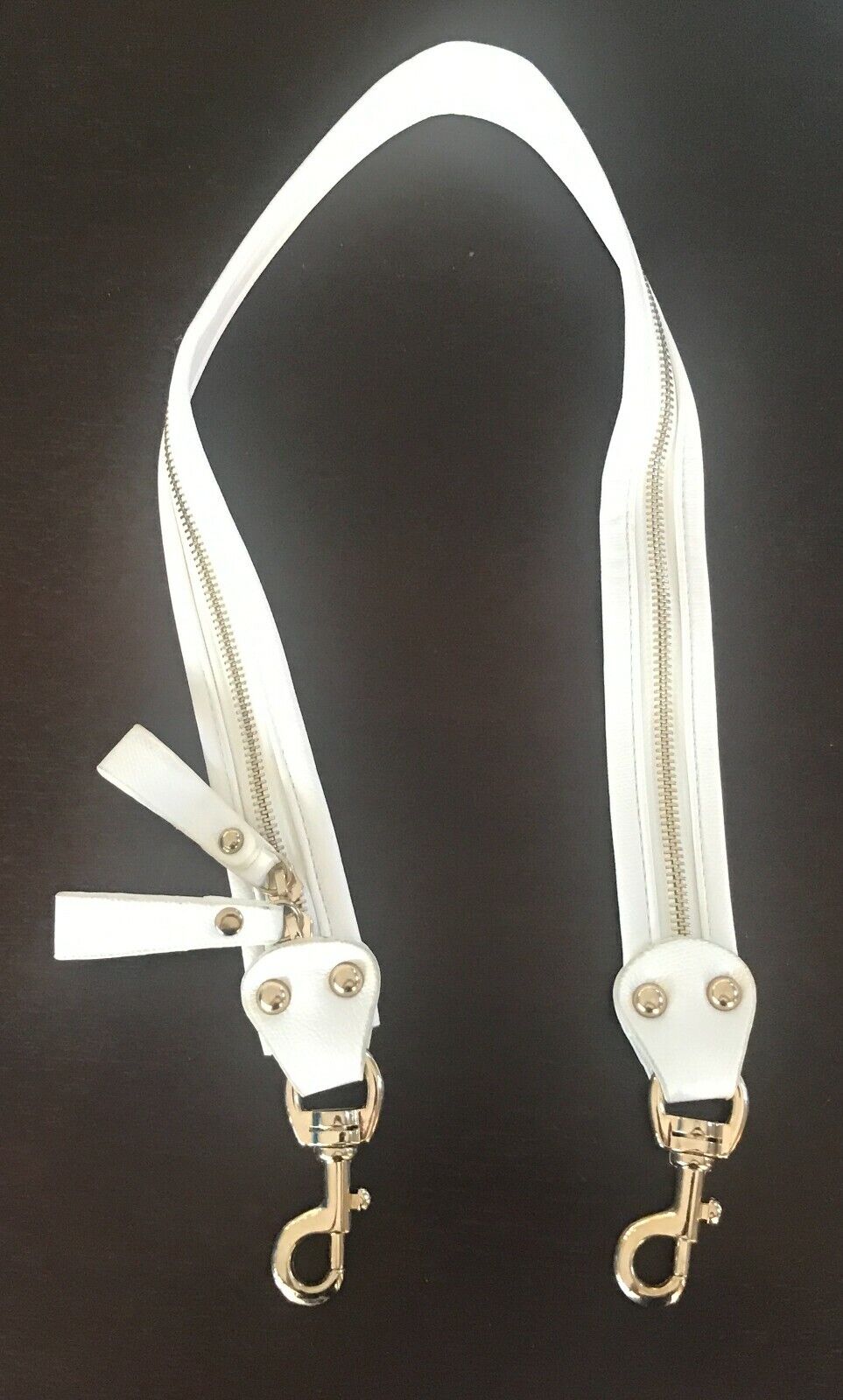 Replacement Shoulder Strap 87cm White Handbag Pleather Zip Trim Strap