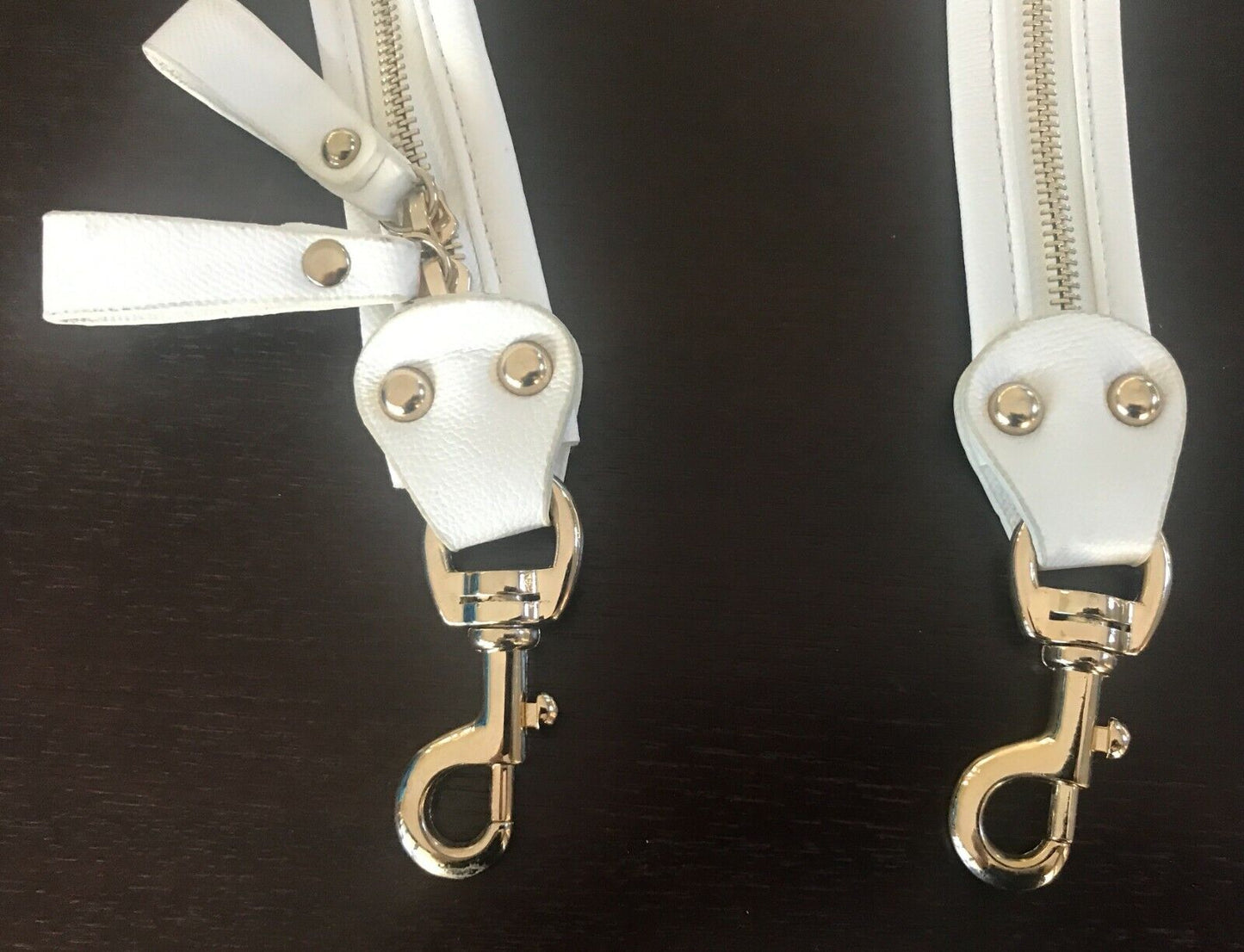 Replacement Shoulder Strap 87cm White Handbag Pleather Zip Trim Strap