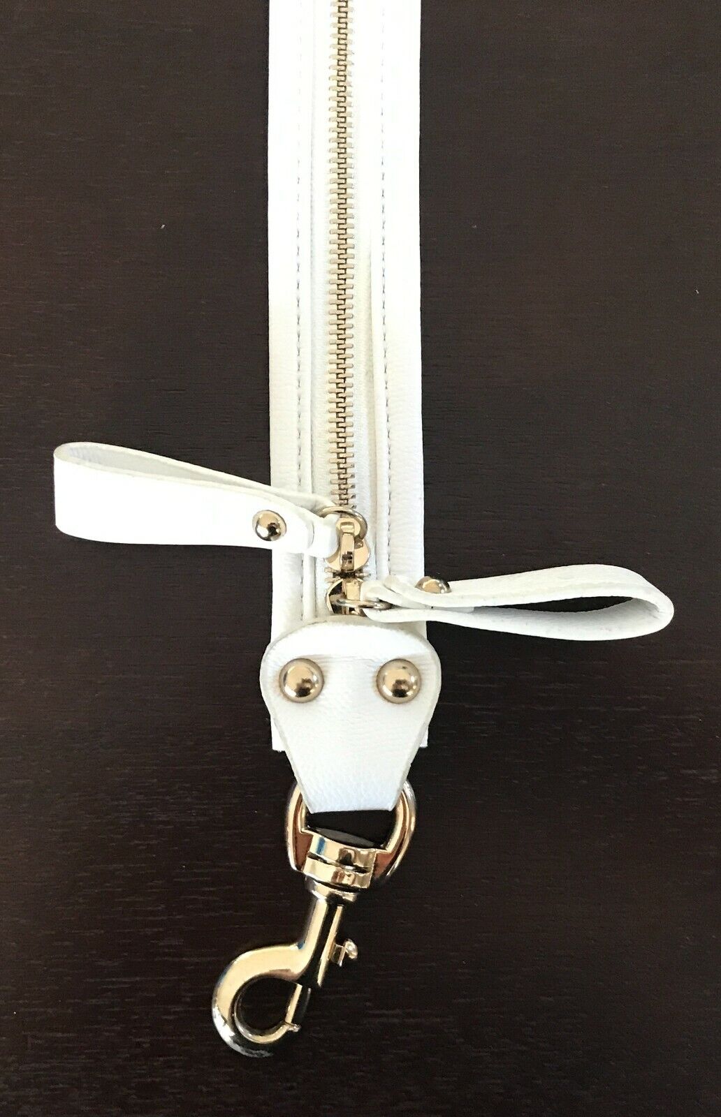 Replacement Shoulder Strap 87cm White Handbag Pleather Zip Trim Strap
