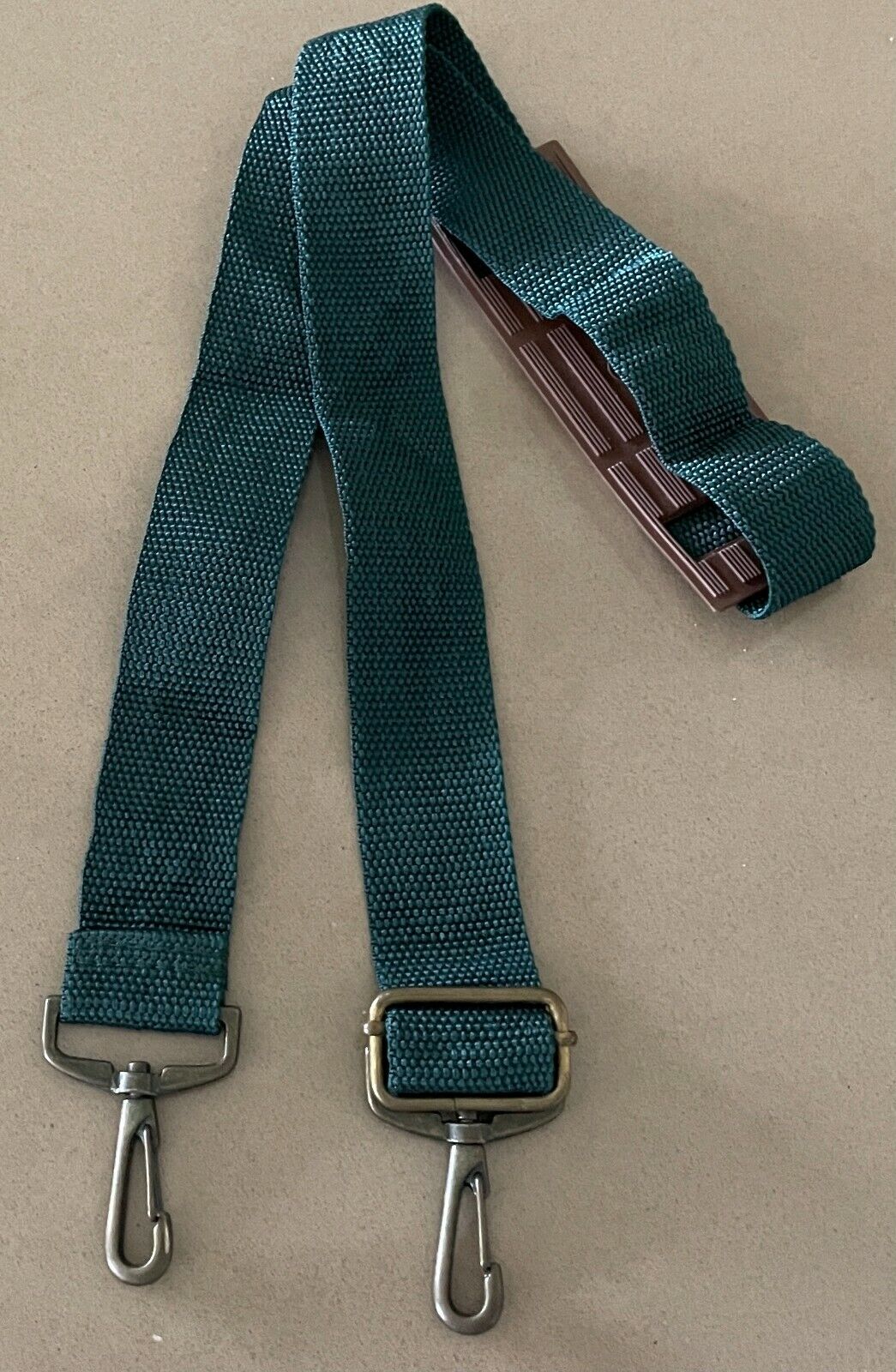 Replacement Luggage Strap Green 115cm Poly Canvas Adjustable w Gold Hardware 4cm