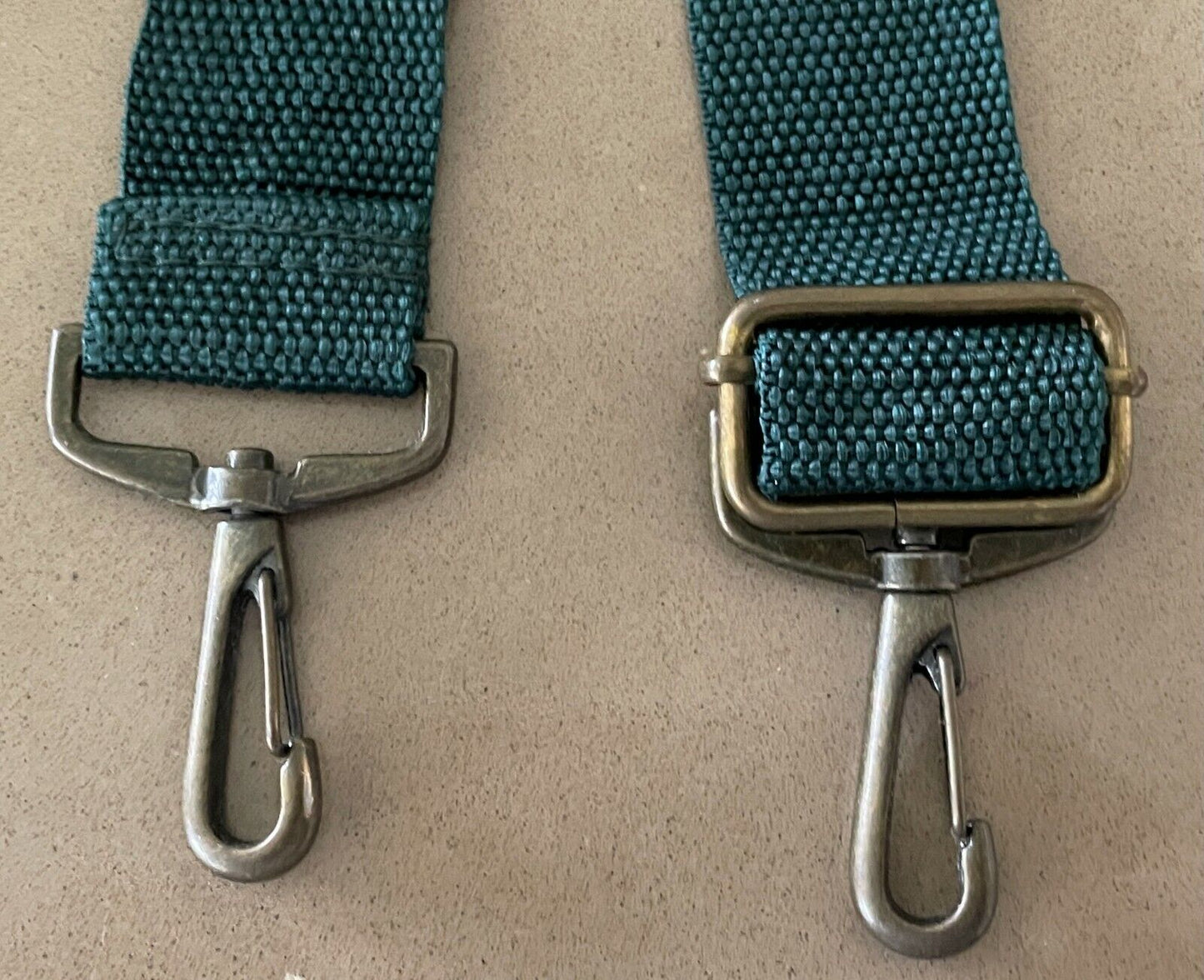 Replacement Luggage Strap Green 115cm Poly Canvas Adjustable w Gold Hardware 4cm