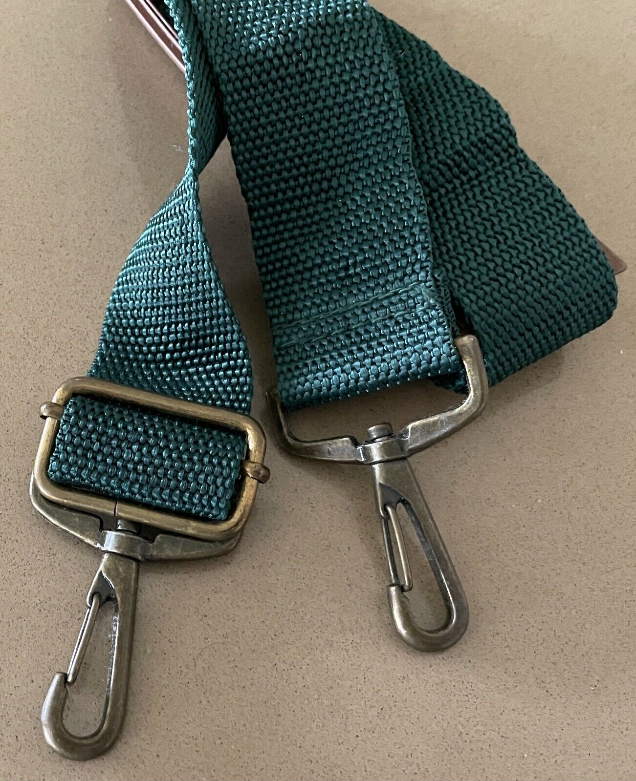 Replacement Luggage Strap Green 115cm Poly Canvas Adjustable w Gold Hardware 4cm