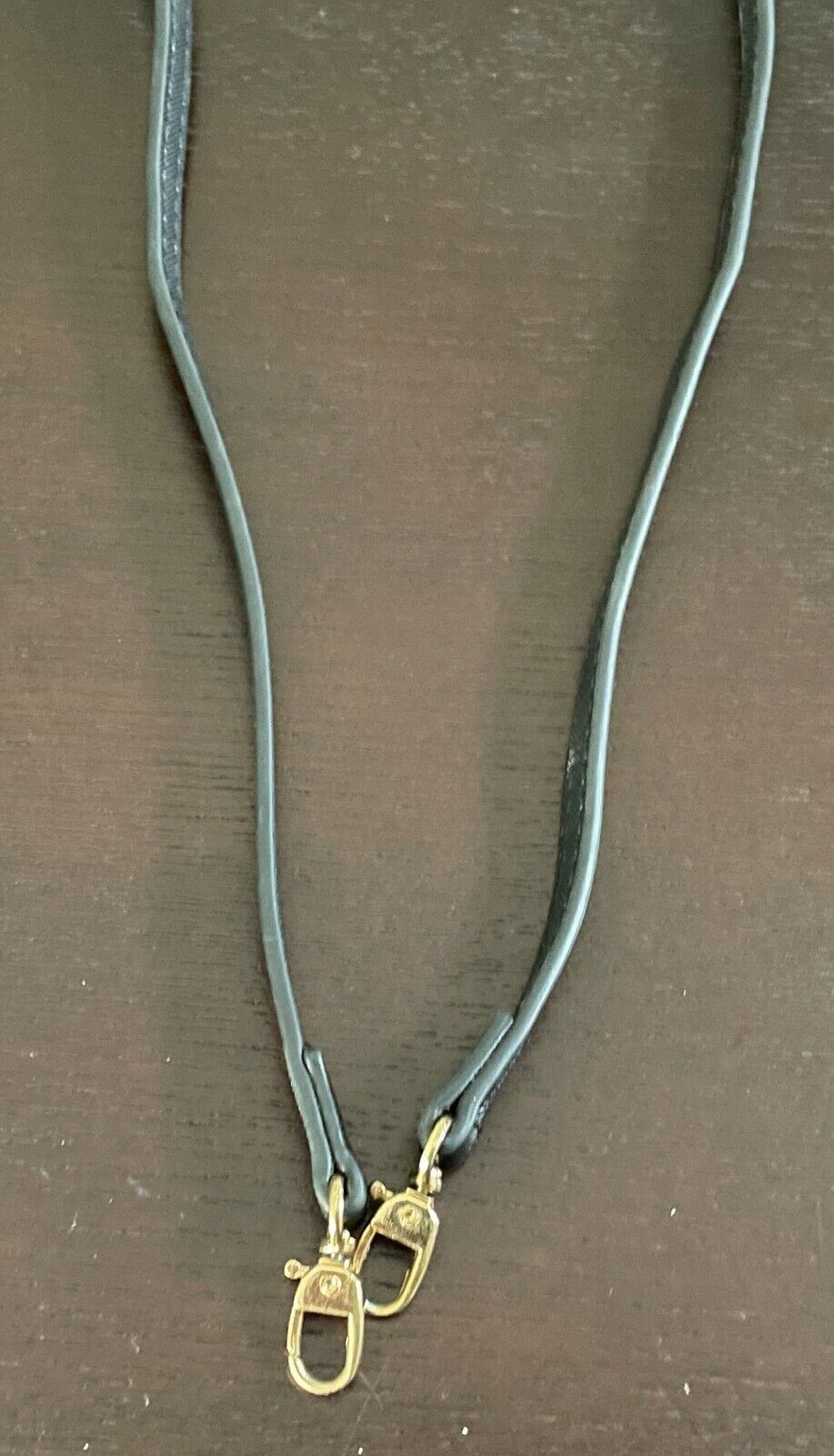 Replacement Shoulder Strap 116cm Thin 9mm Black  Handbag Pleather Fixed Gold NEW