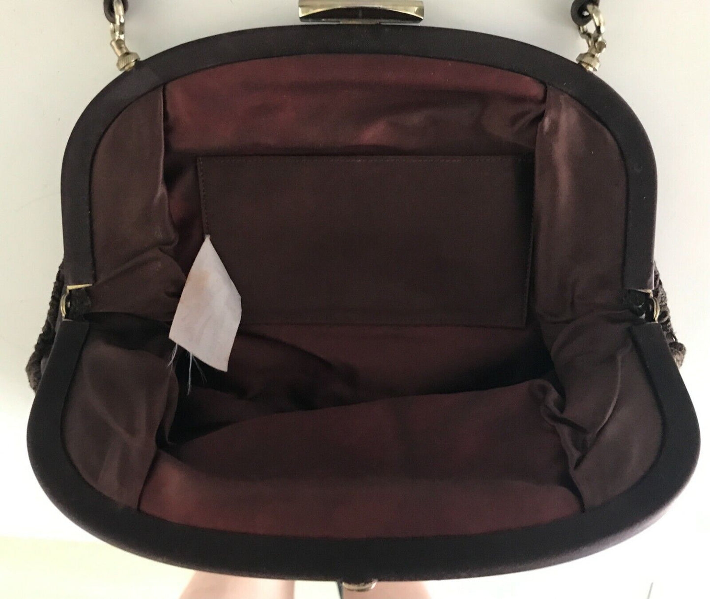 JACK EATON Bag Australian 1960's Ladies Brown Lace Frame HandBag Short Handle