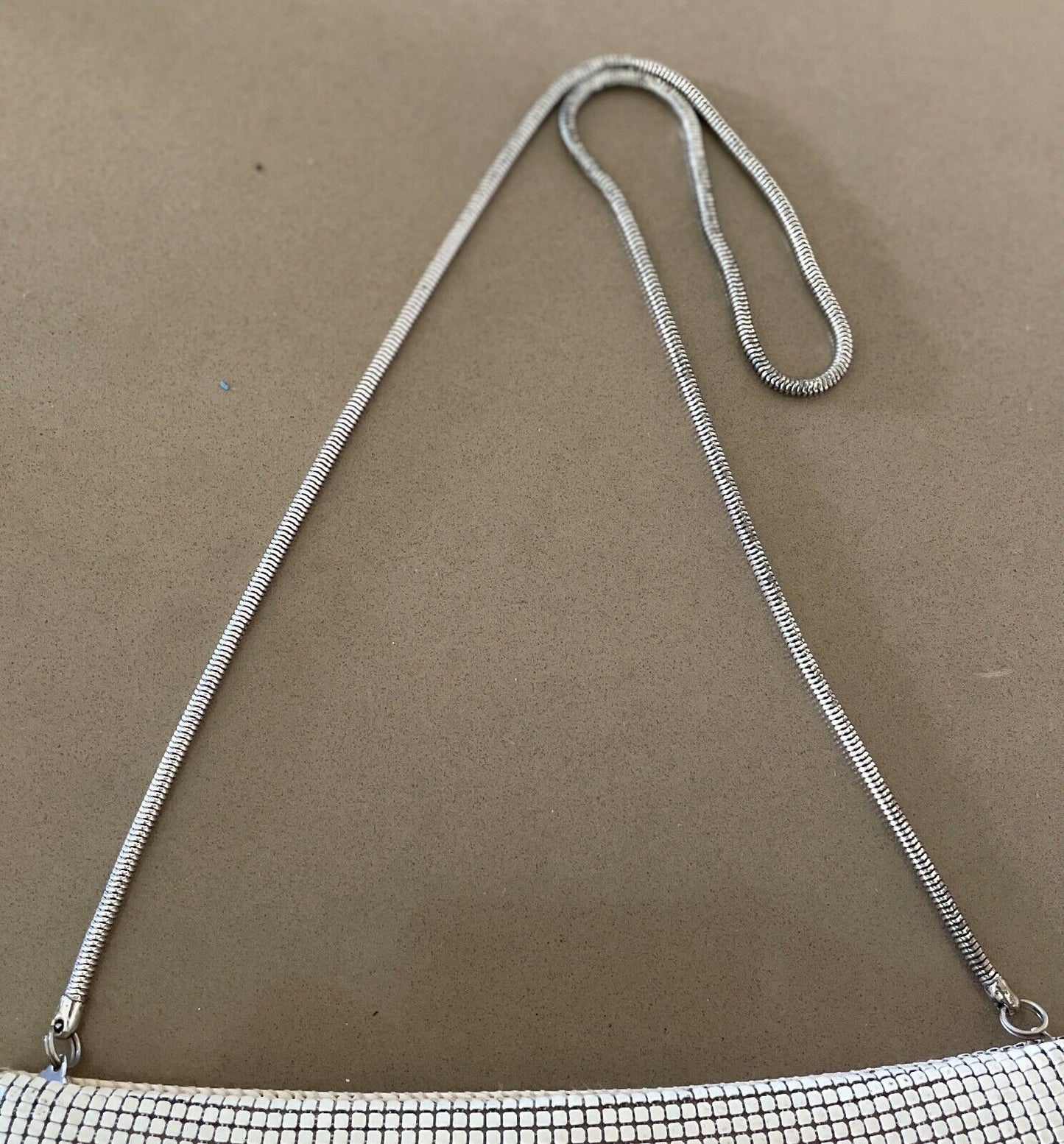 STERLING MESH Bag Off White Aluminium Mesh Short Chain Handbag Vintage 1960's