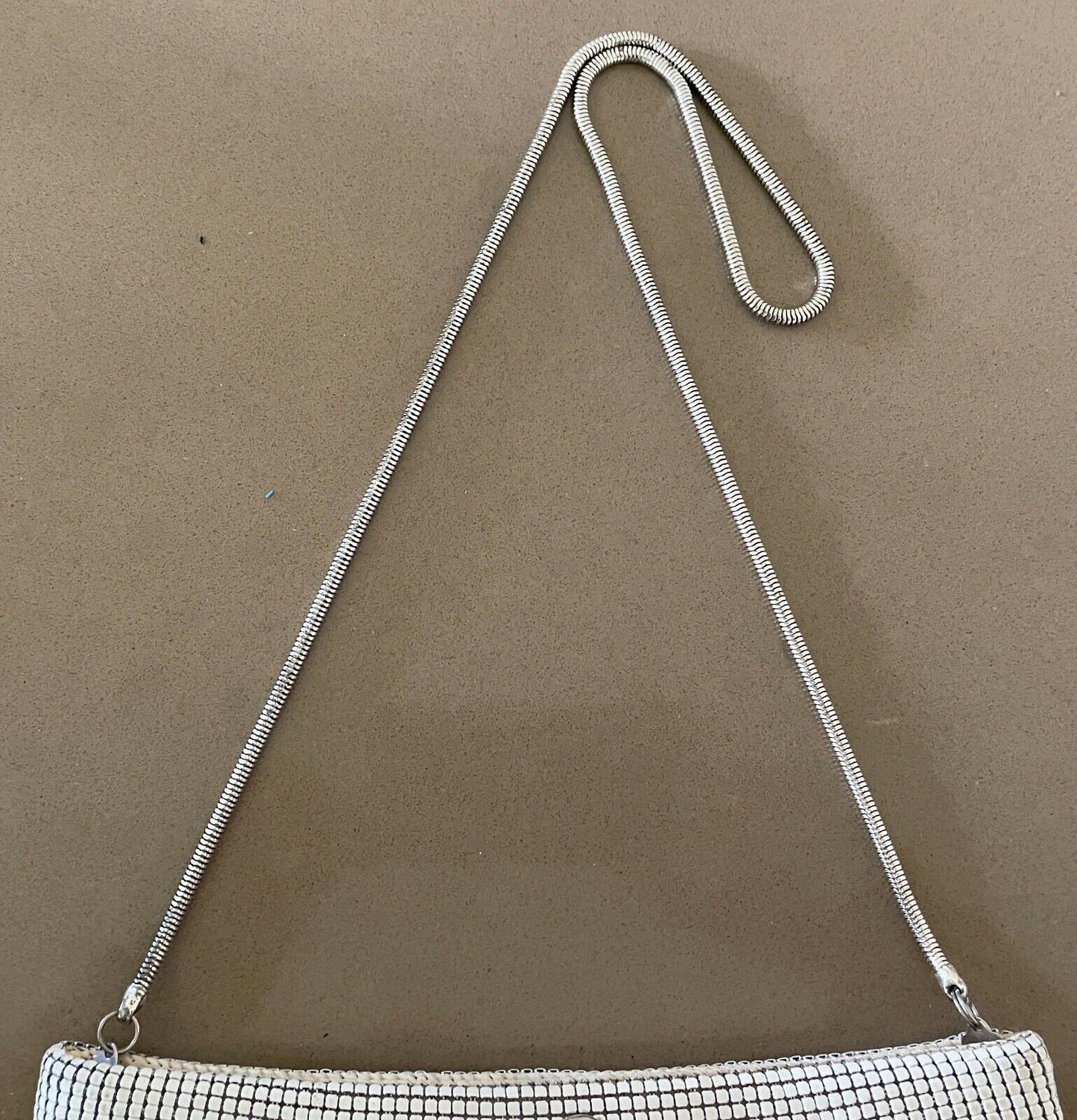 STERLING MESH Bag Off White Aluminium Mesh Short Chain Handbag Vintage 1960's