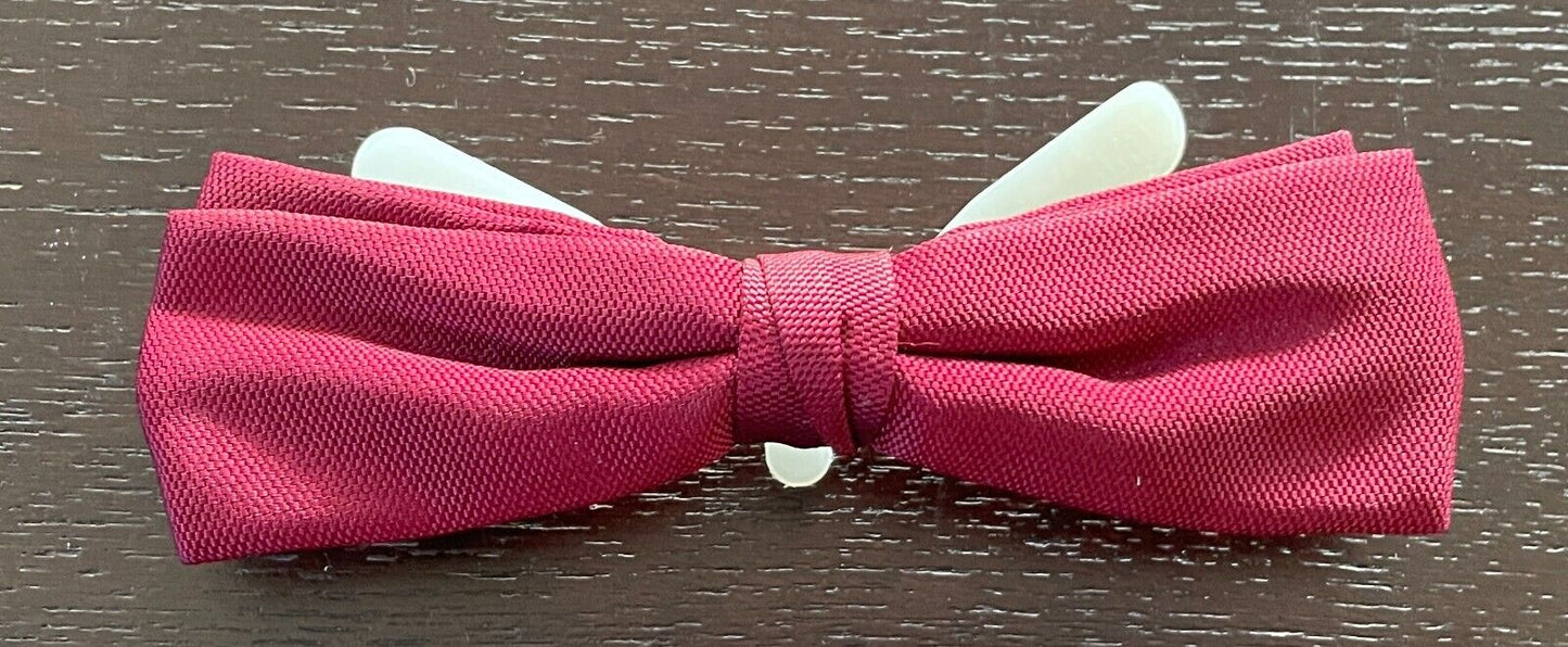 LIDO Bow Tie Burgundy Thin Pre-tied Clip On Formal Wedding Vintage Mens