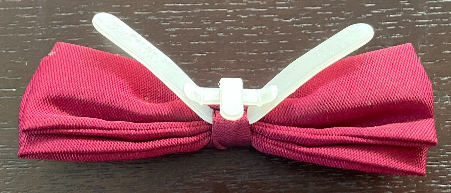 LIDO Bow Tie Burgundy Thin Pre-tied Clip On Formal Wedding Vintage Mens
