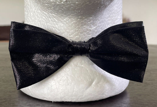 LIDO Bow Tie Pre-Tied Adjustable Black Shiny Mens Wedding Formal New Vintage