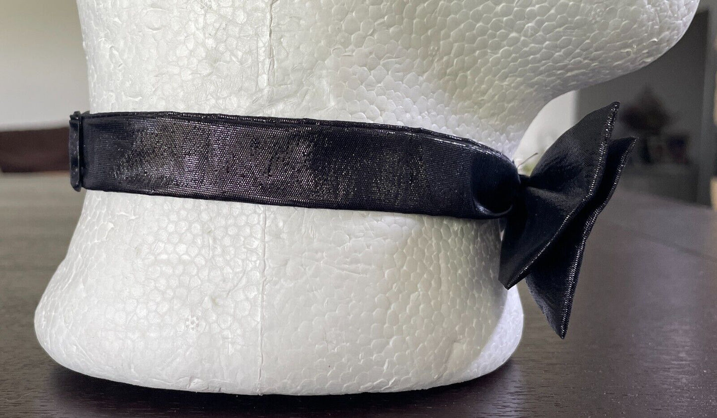 LIDO Bow Tie Pre-Tied Adjustable Black Shiny Mens Wedding Formal New Vintage