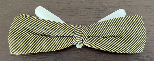 LIDO Bow Tie Pre-Tied Clip On Gold & Black Stripe Thin Mens Formal Wedding