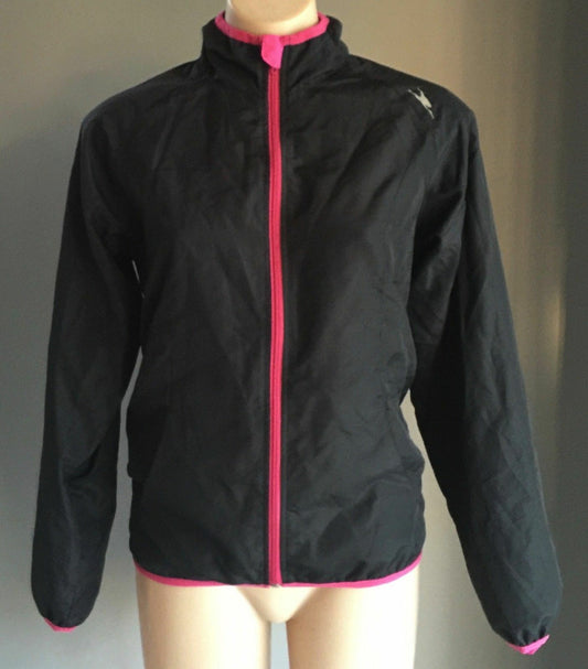 CRANE Sports Jacket Black Pink Trim Lightweight WindCheater Gym Active S 10