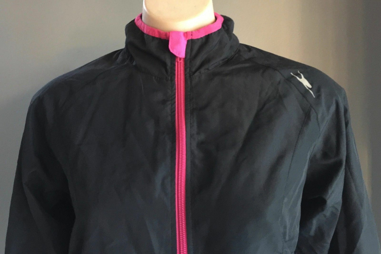 CRANE Sports Jacket Black Pink Trim Lightweight WindCheater Gym Active S 10