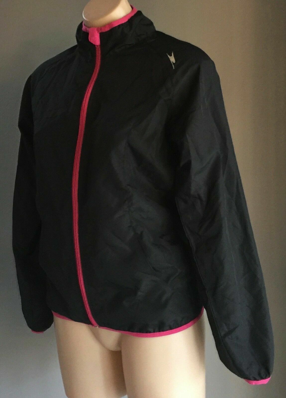 CRANE Sports Jacket Black Pink Trim Lightweight WindCheater Gym Active S 10