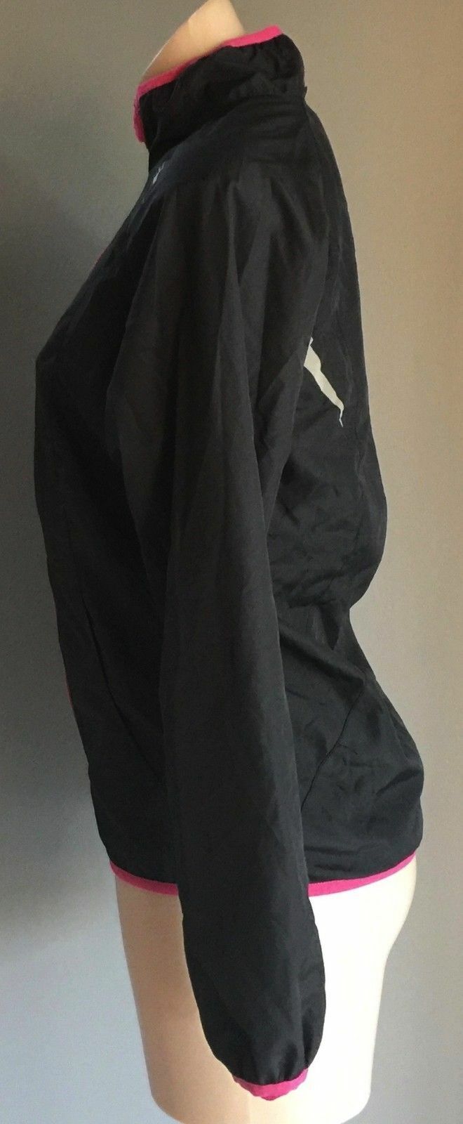 CRANE Sports Jacket Black Pink Trim Lightweight WindCheater Gym Active S 10