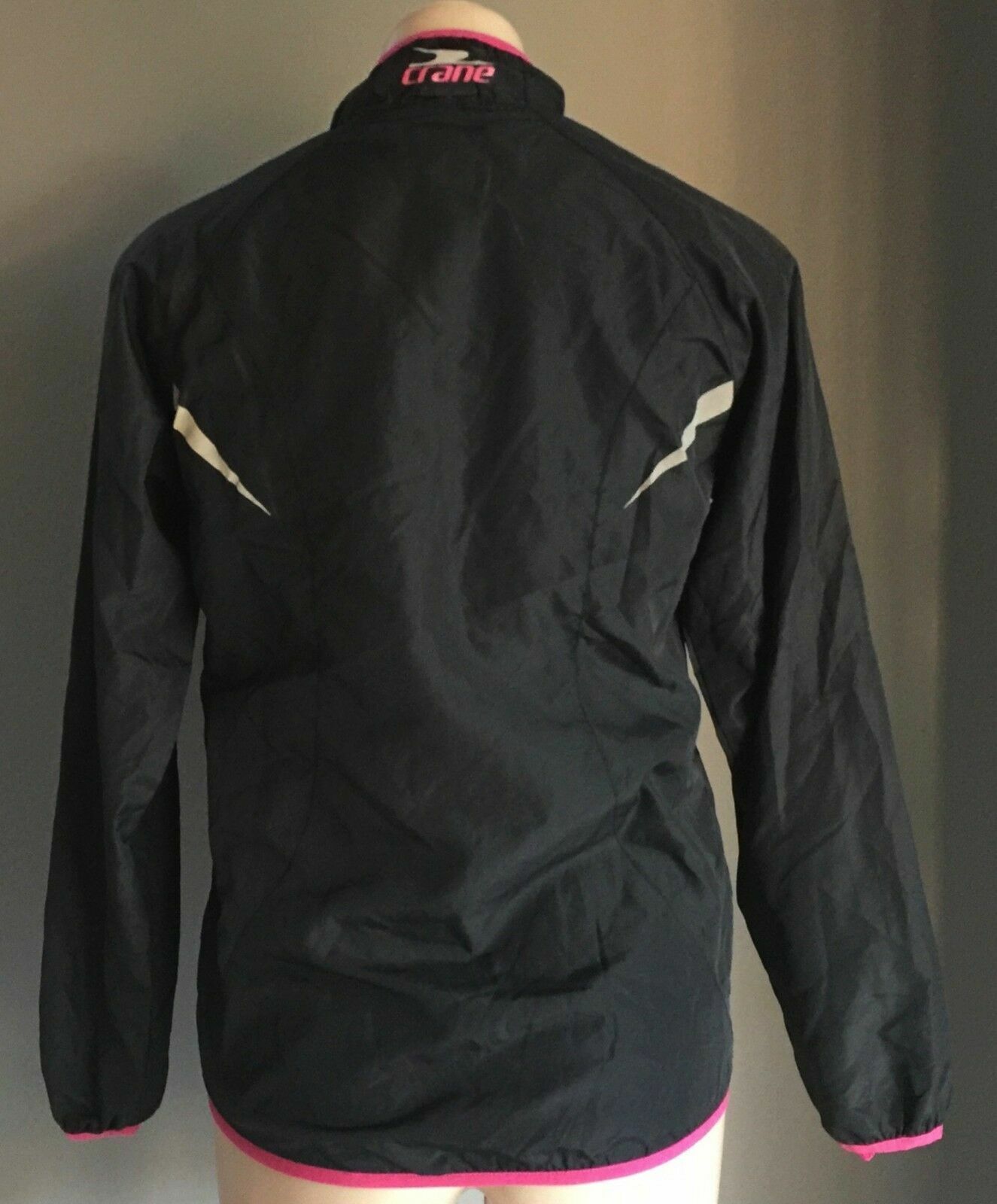 CRANE Sports Jacket Black Pink Trim Lightweight WindCheater Gym Active S 10