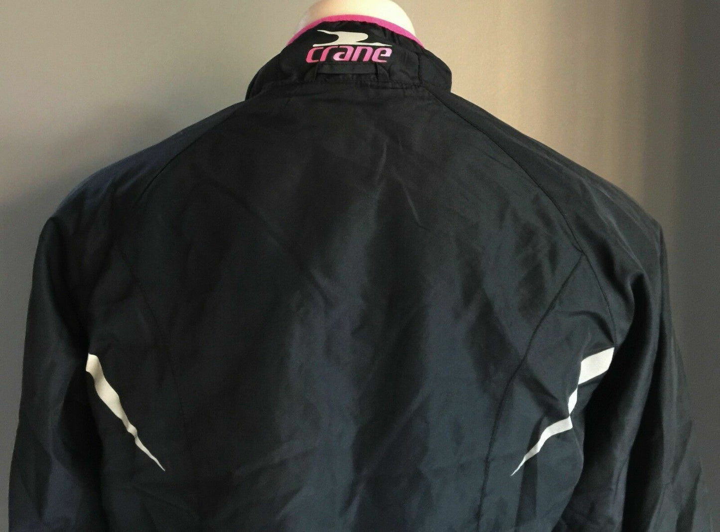 CRANE Sports Jacket Black Pink Trim Lightweight WindCheater Gym Active S 10