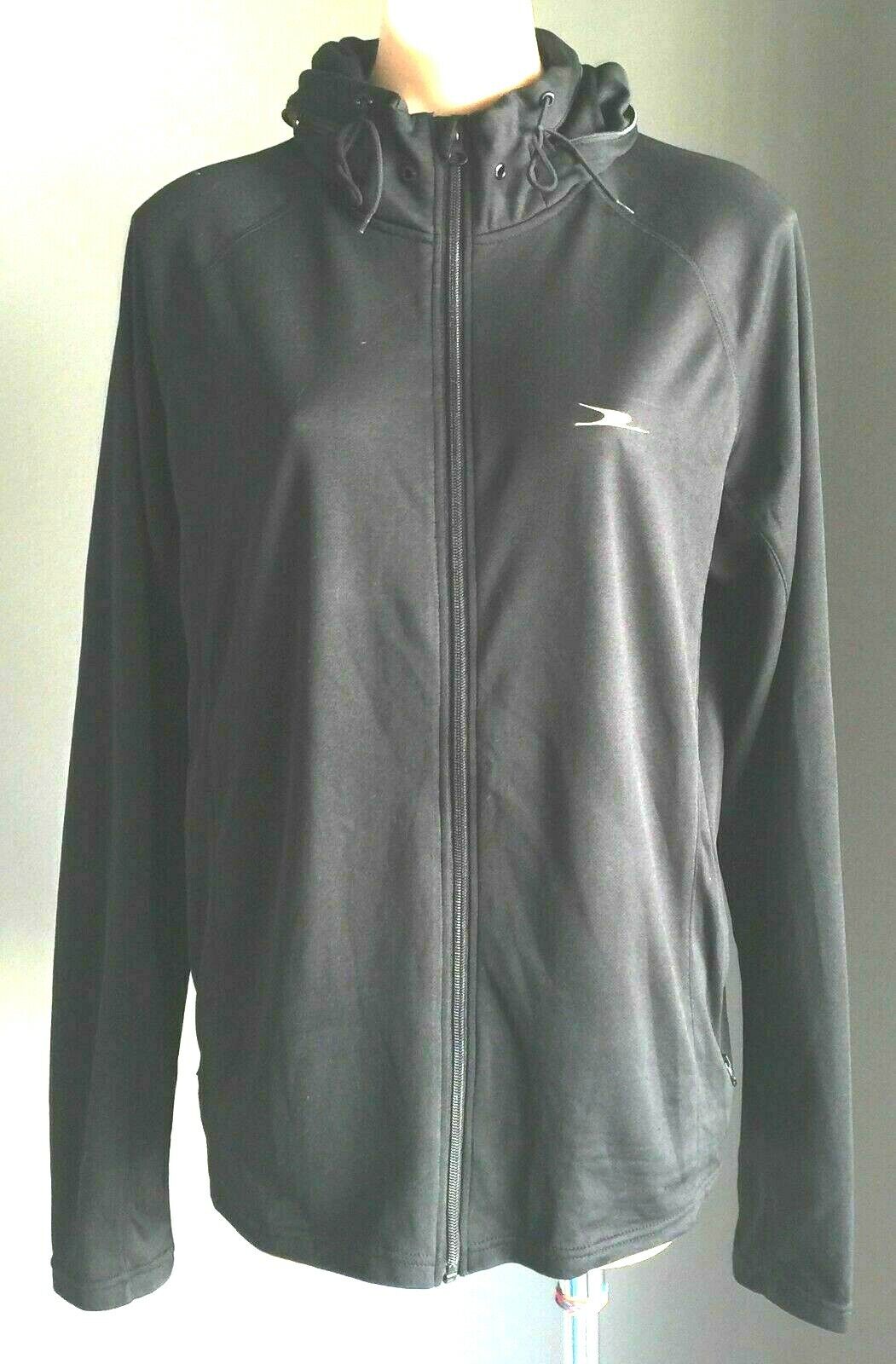 CRANE Hoodie Black Lightweight Long Sleeve High Neck Hooded Top Ladies Sz L NEW