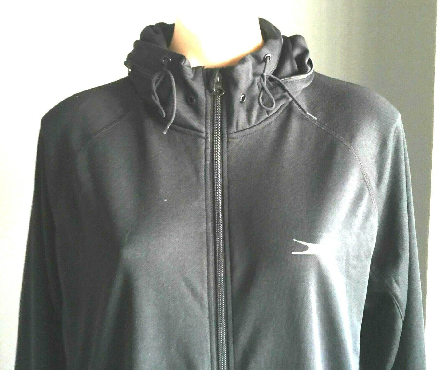 CRANE Hoodie Black Lightweight Long Sleeve High Neck Hooded Top Ladies Sz L NEW